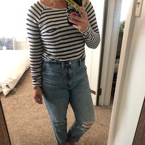 Blue and white striped long sleeve